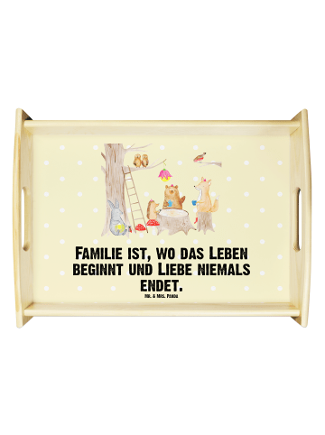 Mr. & Mrs. Panda Rechteckiges Tablett Waldtiere Picknick mit Spruch in Gelb Pastell