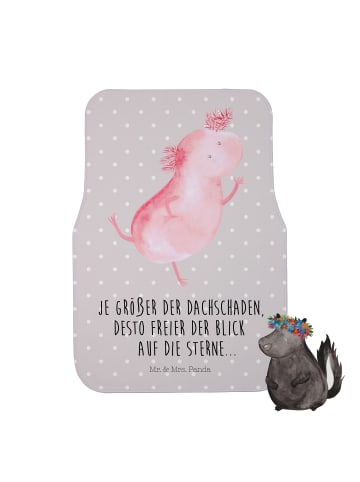 Mr. & Mrs. Panda Auto Fußmatte Axolotl Tanzen mit Spruch in Grau Pastell