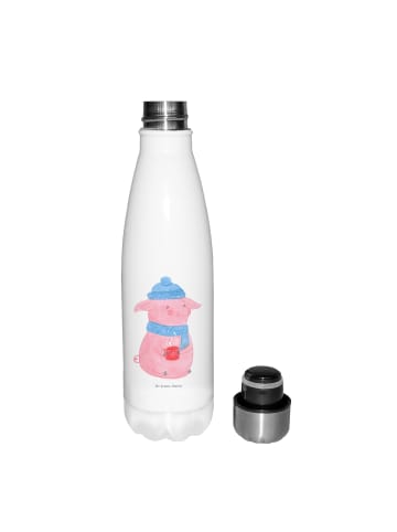 Mr. & Mrs. Panda Wasserflasche Schwein Glühwein ohne Spruch in Weiß