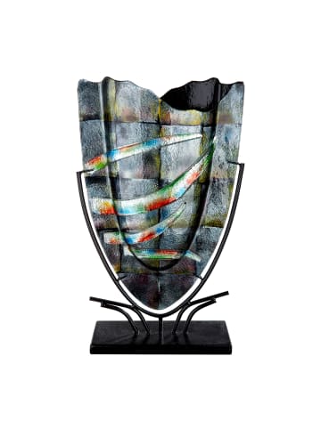 GILDE Vase "Varosia" in Grau - H. 48 cm - B. 29 cm