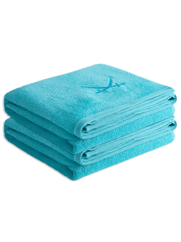 Sansibar 2er Badetuch-Set „Frottier-Kollektion Classic“, 90x180 cm in Türkis