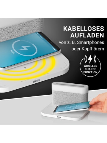 N8WERK Minimalistische Nachttischlampe mit Wireless-Ladefunktion