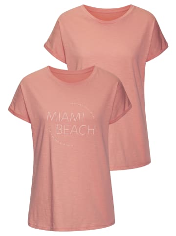 Vivance T-Shirt in peach bedruckt, peach uni