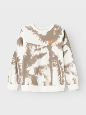 name it Print Design Pullover Locker Rundhals Sweater Batik Oberteil in Weiß