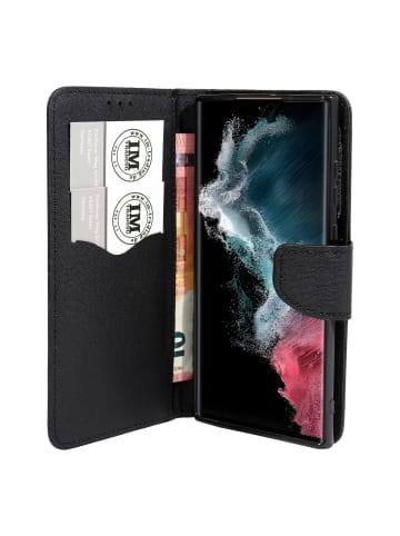 COFI 1453 Buch Tasche "Fancy" Standfunktion kompatibel mit iPhone 16 Plus Schwarz in Schwarz