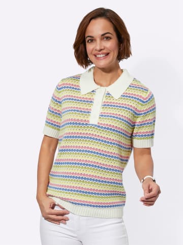 WITT WEIDEN Ajourpullover in ecru-altrosa-geringelt