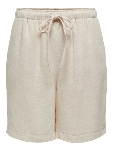ONLY Shorts mit Bindeband in Leinenoptik in Sand
