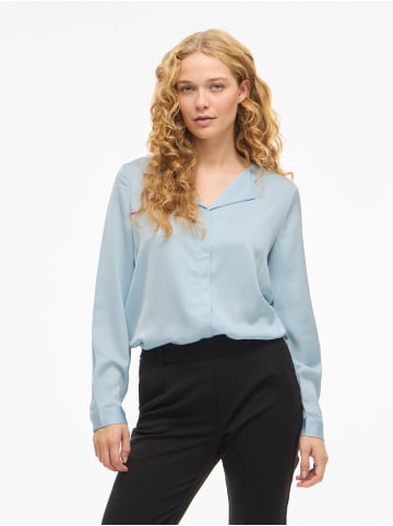 Vila V-Neck Langarm Satin Shirt in Nantucket Breeze