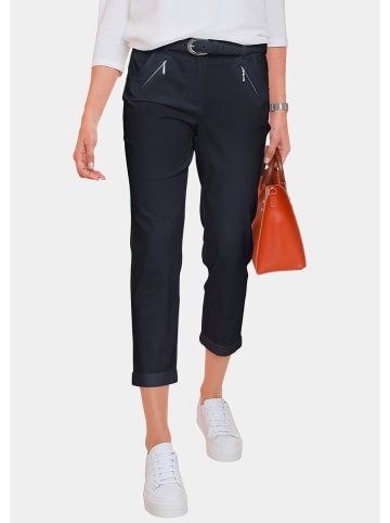 GOLDNER Kurzgröße:  Lässige Chinohose mit Peach-Finish in marine