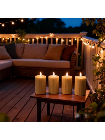 relaxdays 4 x LED Kerzen in Mocha Mousse - (H)13 x Ø 7,5 cm