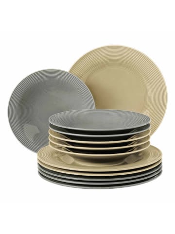 Seltmann Weiden 12er Set Tafelservice Beat Color Glaze in beige-grau