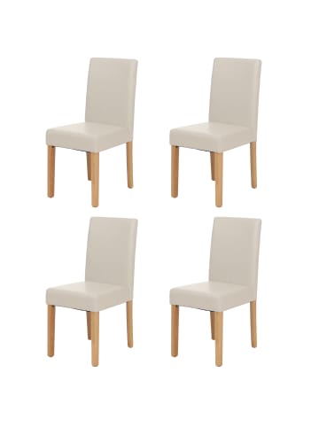 MCW 4x Esszimmerstuhl Littau, Leder, weiß helle Beine