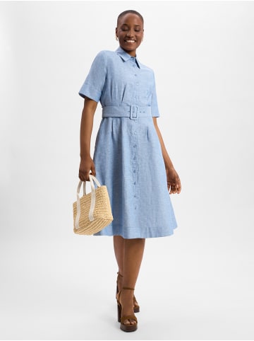 Ambiance Freizeitkleid mit Leinen-Anteil in blau - 0002