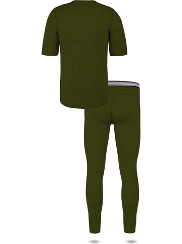 Normani Outdoor Sports Herren Merino-Set T-Shirt und Unterhose in Grün