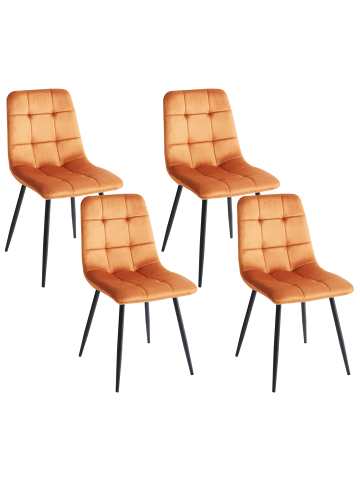 Beliani 4er-Set Esszimmerstuhl POWELL in Orange/Schwarz