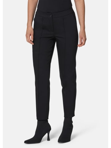 GOLDNER Kurzgröße:  Sportive Jerseyhose mit figurformendem Einsatz in schwarz