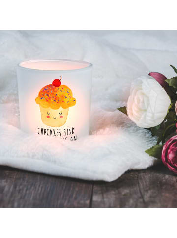 Mr. & Mrs. Panda Kerzenglas Cupcake mit Spruch in Transparent