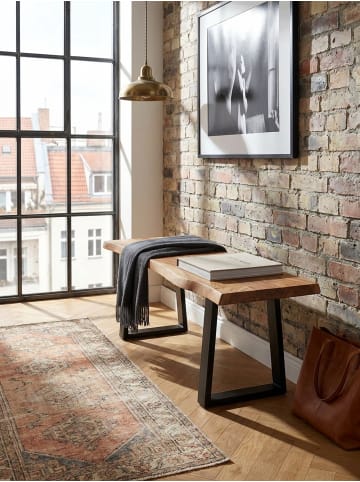 KADIMA DESIGN Garderobenbank 120x40x45,5 cm Akazie Massivholz / Metall mit in Akazie-Schwarz