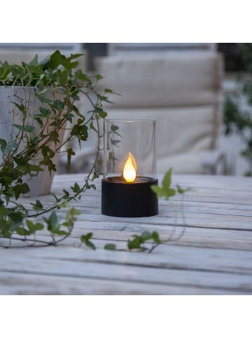 STAR Trading LED Solar Kerze Windlicht H: 14cm in schwarz