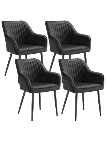 SONGMICS 4er-Set: Esszimmerstuhl in Tintenschwarz - (B)62.5 x (H)85 x (T)60 cm