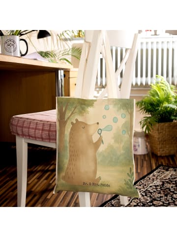 Mr. & Mrs. Panda Shopper Bär Seifenblasen Design ohne Spruch in Weiß