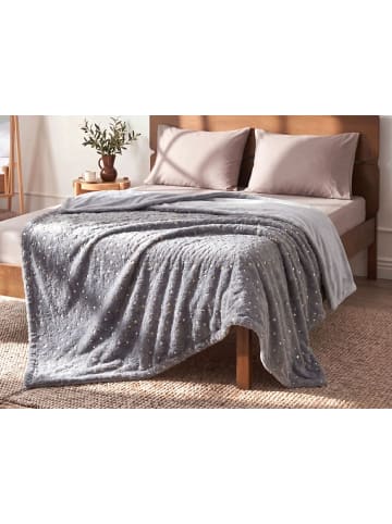 Beliani Kuscheldecke ALAZEYA in Grau/Gold - (W) 150 x (H) 1 x (L) 200 cm