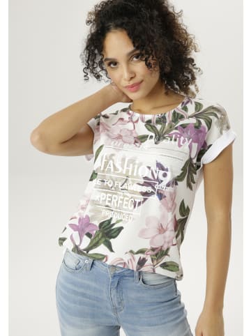 Aniston SELECTED Blusenshirt in weiß-rosé-lila-grün