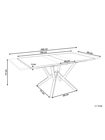 Beliani Esszimmertisch ANSELL in Braun/Schwarz - (W) 90 x (H) 77 x (L) 160 cm
