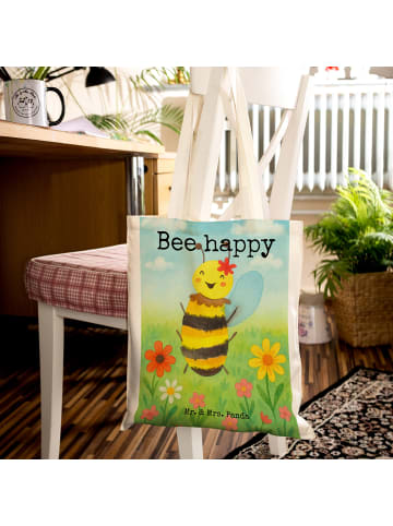 Mr. & Mrs. Panda Tragetasche Biene Happy Design mit Spruch in Weiß