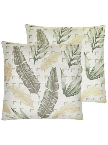 Beliani 2er-Set Dekokissen RHAPIS in Beige/Grün