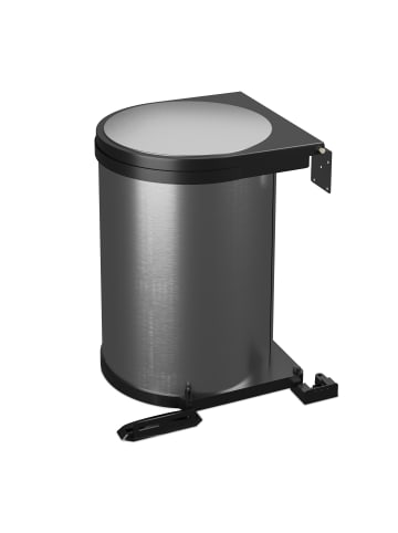 relaxdays Einbaumülleimer in Silber/ Schwarz - 12 L
