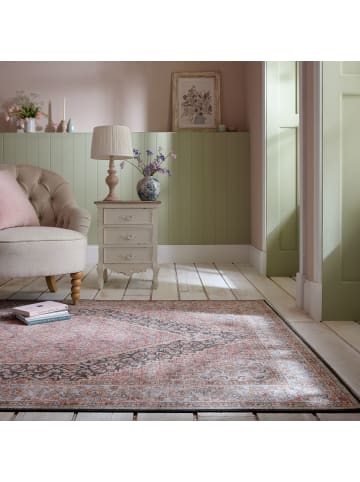KADIMA DESIGN Waschbarer Teppich Medallion Muster, Orientalisch, Wohnzimmer in Rosa