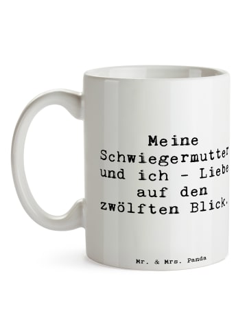 Mr. & Mrs. Panda Tasse Schwiegermutter Liebe mit Spruch in Weiß