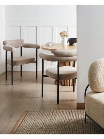 Beliani 2er-Set Esszimmerstuhl LYNEY in Beige/Schwarz