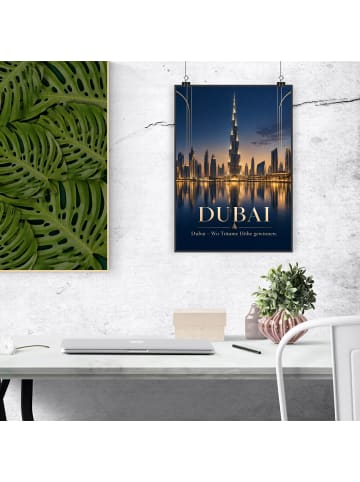 Poster Skyline luxuriös Design mit Spruch in Weiß