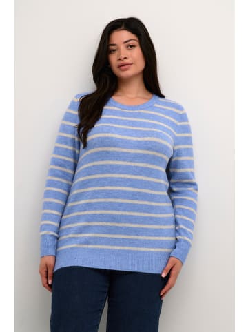 KAFFE curve Strickpullover KClinda in Blue Melange/Beige Stripe