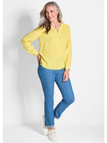 GOLDNER Tunika Elegante Viskosebluse mit V-Ausschnitt in gelb