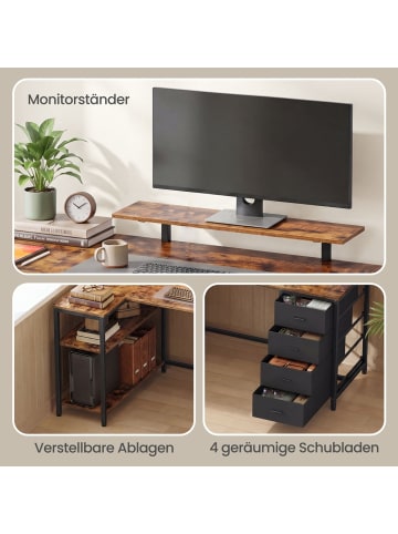 VASAGLE Computertisch Barnet in Braun - (B)140 x (H)90 x (T)80 cm