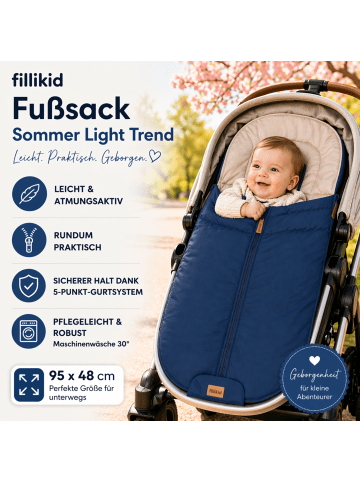 fillikid Babyfußsack Sommer Light Trend 95x50 cm Exklusiv in Blau