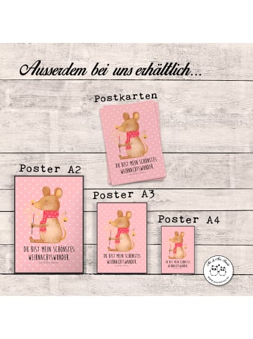 Mr. & Mrs. Panda Poster Maus Weihnachten mit Spruch in Rot Pastell