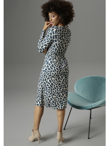 Aniston SELECTED Jerseykleid in beige-blau-gemustert