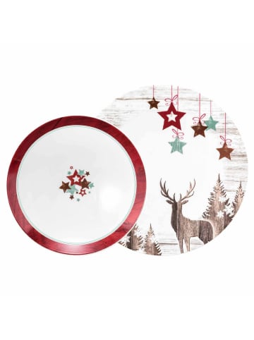 Seltmann Weiden 12er Set Tafelservice Life Christmas weiß-braun in weiß-braun