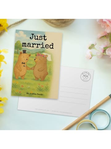 Mr. & Mrs. Panda Postkarte Bären Heirat Design mit Spruch in Weiß