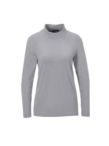GOLDNER Kurzgröße: Stehkragenshirt mit Langarm in silbergrau