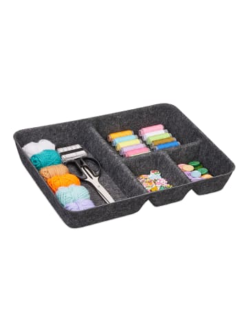 relaxdays Schubladen Organizer in Dunkelgrau - (B)40 x (H)6,5 x (T)30 cm