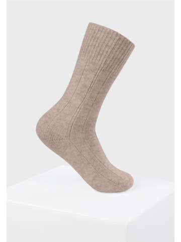 CASH-MERE.CH Kuschelsocken in Beige Melange