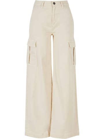 Urban Classics Urban Classics Damen Ladies High Waist Wide Leg Twill Cargo Pants in whitesand