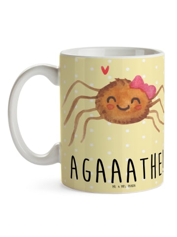 Mr. & Mrs. Panda Tasse Spinne Agathe Freude mit Spruch in Gelb Pastell