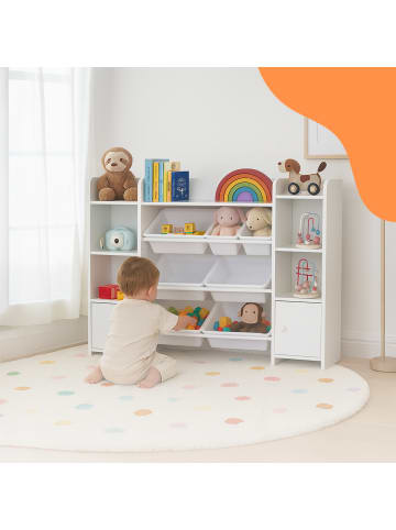 relaxdays Kinderregal in Weiß - (B) 139 x (H) 94 x (T) 30 cm