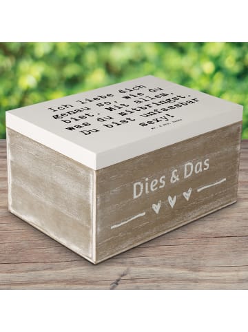 Mr. & Mrs. Panda Holzkiste Spruch Sinnlichkeit lieben mit Spruch in Weiß